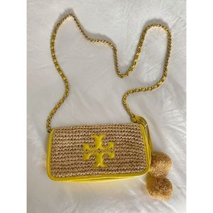 Tory Burch Thea Mini Straw Crossbody Bag
